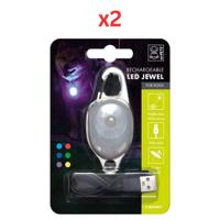 M-Pets Rechargeable LED Jewel For Dogs - White (Pack of 2)