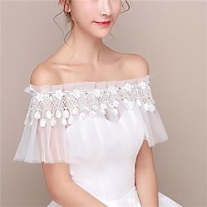 Sleeveless Shawls / Bridal Chinlon Wedding / Party / Evening Shawl  Wrap / Women's Wrap With Beading / Appliques miniinthebox