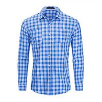 Men's Shirt Plaid Button-Down Long Sleeve Casual Tops Cotton Casual Fashion Comfortable Blue miniinthebox - thumbnail