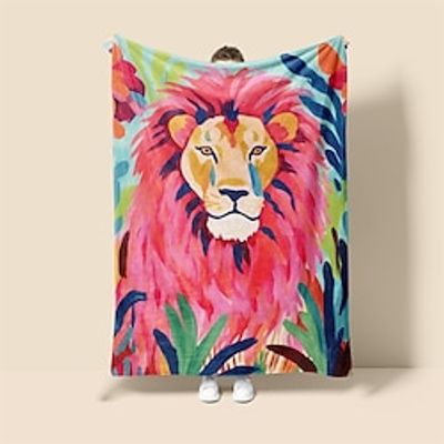 Dopamine Lion Pattern Super Soft Throw Blanket Sherpa Blanket Novelty Flannel Warm 3D Printed All Seasons Room Decor Cartoon Gifts Big Blanket Lightinthebox