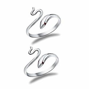 pingyongchang vintage adjustable snake cool rings punk minimalist animal crystal knuckle open snake rings with for women girls men gift jewelry-2 pieces Lightinthebox