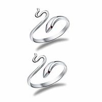 pingyongchang vintage adjustable snake cool rings punk minimalist animal crystal knuckle open snake rings with for women girls men gift jewelry-2 pieces Lightinthebox - thumbnail
