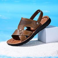 Men's Sandals Slippers Flip-Flops Slides Walking Sporty Casual Beach Outdoor PU Breathable Comfortable Slip Resistant Slip-on Khaki Summer Fall Lightinthebox