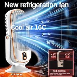 Portable Air Conditioner Fan Large Battery Dual Motor Household Small Air Cooler 5-speed Air Cooling Fan 720 Surround Air Blower Office Tourism Camping Outdoor RV Portable USB Fan Lightinthebox