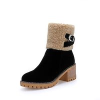 Women's Boots Snow Boots Daily Booties Ankle Boots Chunky Heel Round Toe Minimalism PU Leather Zipper Solid Colored Black Army Green Brown Lightinthebox - thumbnail