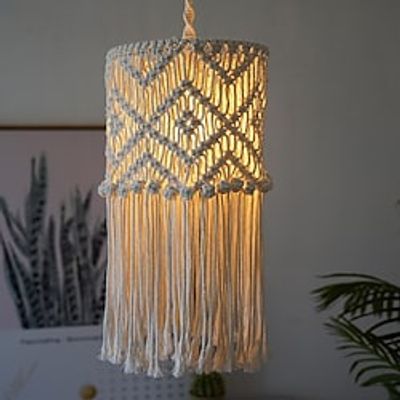 Macrame Lamp Shade Boho Hanging Pendant Light Cover Modern Office Bedroom Living Room Nursery Dorm Room Bohemian Home Decor miniinthebox