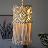 Macrame Lamp Shade Boho Hanging Pendant Light Cover Modern Office Bedroom Living Room Nursery Dorm Room Bohemian Home Decor miniinthebox - thumbnail