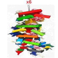 Pets Club Natural Wooden Bird Toy, Size H50xW10 Cm (Pack of 6)