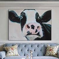 Oil Painting hand painted Colorful Cow Texture painting Wall Art Original Painting On Canvas Extra Large Square Wall Art Farmhouse Cattle Cow painting Wall Art picture for living room home decor Lightinthebox