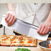 12 Inch Stainless Steel Pizza Cutter Rocker Blade Pizza Waffle Chopper