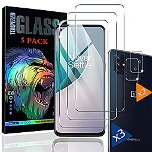 for oneplus nord n10 5g screen protector [3 pack]  camera lens protector [2 pack] for hd oneplus nord n10 tempered glass film has 9h anti-scratch hardness, edge full coverage lcd phone film Lightinthebox
