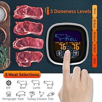 Meat Thermometer Digital Meat Thermometer With Large Touchscreen LCD With Long Probe Kitchen Timer Grill Thermometer Cooking Food Meat Thermometer Instant Read For Smoker Kitchen BBQ Oven Lightinthebox