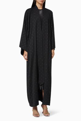 Deep Sunset Crystal Kimono-style Abaya in Crepe Deep Sunset Crystal Kimono-style Abaya in Crepe