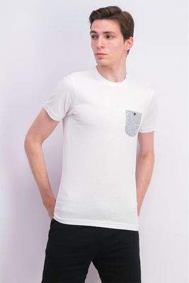 Mens Stripe Side Pocket Tee White Mens Stripe Side Pocket Tee White