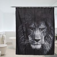 150x180cm Custom Lion Waterproof Polyester Fabric Shower Curtain With 12 Hooks