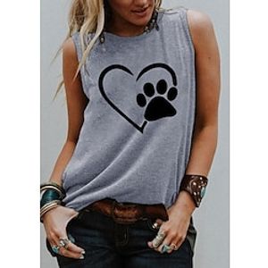 Women's Tank Top T shirt Tee Vest Blue Purple Light gray Graphic Heart Print Sleeveless Daily Holiday Basic Round Neck Regular S Lightinthebox