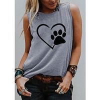 Women's Tank Top T shirt Tee Vest Blue Purple Light gray Graphic Heart Print Sleeveless Daily Holiday Basic Round Neck Regular S Lightinthebox - thumbnail