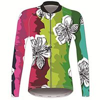 21Grams Floral Botanical Women's Long Sleeve Cycling Jersey - RedBlue Bike Jersey Top Thermal Warm UV Resistant Anatomic Design Sports Winter Fleece 100% Polyester Mountain Bike MTB Road Bike Cycling miniinthebox - thumbnail