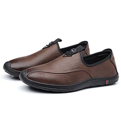 Men's Loafers  Slip-Ons Comfort Loafers Walking Casual Athletic PU Slip Resistant Slip-on Black White Brown Fall miniinthebox