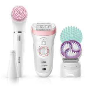 Braun Silk Epil Beauty Set 9 9-985 | Cordless Wet and Dry Hair Removal Epilator | SES9985BS | White and Soft Pink Color