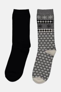 Womens 2-Pack Fairisle Crew Socks  Gray/Black