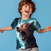 Boys 3D Wolf Tee Shirt Short Sleeve 3D Print Summer Active Sports Fashion Polyester Kids 3-12 Years Crew Neck Outdoor Casual Daily Regular Fit miniinthebox
