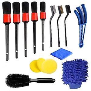 15 PCS Car Detailing Brush Set Car Cleaning Kit for Wheels,Engine,Console Dashboard,Air Vent,Leather (Detail Brushes, Wheel Brush, Wash Mitt, Vent Brush, Wax Applicator Pads, Towels,Wire Brushs) miniinthebox