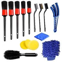 15 PCS Car Detailing Brush Set Car Cleaning Kit for Wheels,Engine,Console Dashboard,Air Vent,Leather (Detail Brushes, Wheel Brush, Wash Mitt, Vent Brush, Wax Applicator Pads, Towels,Wire Brushs) miniinthebox - thumbnail