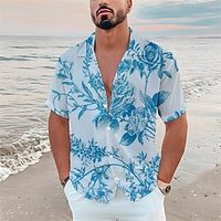 Floral Leaf Hawaiian Resort Men's Shirt Button Up Shirt Casual Shirt Daily Wear Vacation Going out Spring  Summer Lapel Short Sleeves White, Yellow, Pink S, M, L Polyester Shirt Lightinthebox