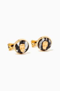 Skull On Stone Round Cufflinks