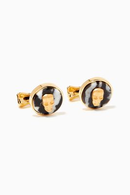 Skull On Stone Round Cufflinks