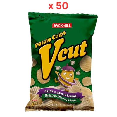 Jack N Jill V Cut Potato Chips Onion & Garlic 60G Pack of 50