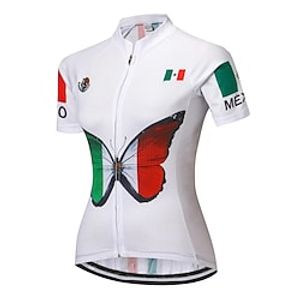 21Grams Women's Cycling Jersey Short Sleeve Bike Jersey Top with 3 Rear Pockets Mountain Bike MTB Road Bike Cycling Fast Dry Breathable Quick Dry Moisture Wicking Green Graphic National Flag Lightinthebox