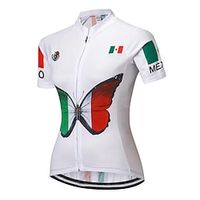 21Grams Women's Cycling Jersey Short Sleeve Bike Jersey Top with 3 Rear Pockets Mountain Bike MTB Road Bike Cycling Fast Dry Breathable Quick Dry Moisture Wicking Green Graphic National Flag Lightinthebox - thumbnail
