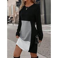 Women's Sweatshirt Dress Casual Dress Mini Dress Active Fashion Outdoor Holiday Vacation Crew Neck Print Geometric Loose Fit Black Pink Red S M L XL XXL Lightinthebox - thumbnail
