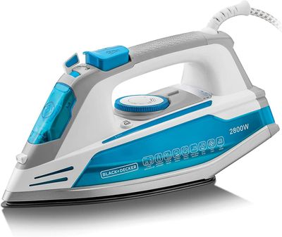 Black+Decker 2800W 2 Way Auto Shut-Off Anti Drip, Anodized Sole Plate Variable Steam Iron, Blue - X2800-B5