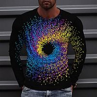 Men's Tee T shirt 3D Print Graphic Circle Colorful Round Neck Casual Daily 3D Print Long Sleeve Tops Fashion Designer Breathable Comfortable Black miniinthebox - thumbnail