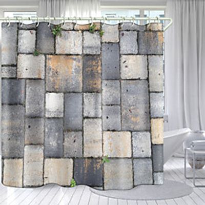 Art Tiles Digital Printing Shower Curtain Shower Curtains  Hooks Modern Polyester New Design 72 Inch miniinthebox
