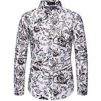Men's Shirt Other Prints Plants Print Long Sleeve Casual Tops White miniinthebox - thumbnail