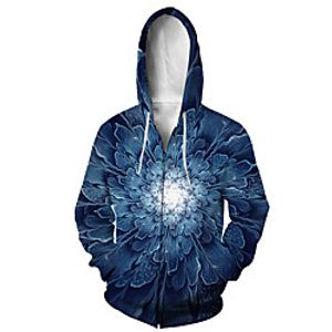 Men's Zip Up Hoodie Sweatshirt Animal 3D Casual Daily 3D Print Casual Hoodies Sweatshirts  Blue miniinthebox