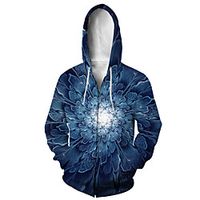 Men's Zip Up Hoodie Sweatshirt Animal 3D Casual Daily 3D Print Casual Hoodies Sweatshirts  Blue miniinthebox - thumbnail