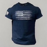 American US Flag Fashion Designer Casual Men's 3D Print Short Sleeve Shirt T shirt Tee Tee Top Daily Holiday Vacation T shirt Black Red Navy Blue Short Sleeve Crew Neck Shirt Summer Clothing Apparel Lightinthebox