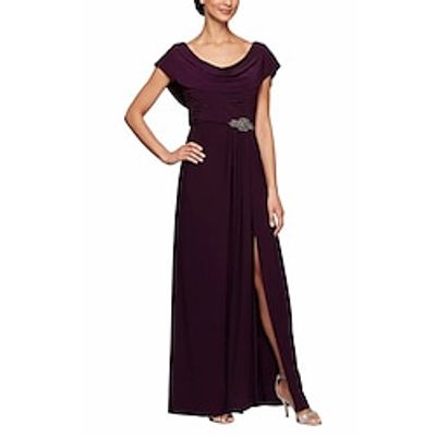 A-Line Mother of the Bride Dress Formal Wedding Guest Elegant Scoop Neck Ankle Length Chiffon Short Sleeve with Pleats Crystals Solid Color 2023 Lightinthebox