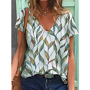 Women's Leaf T shirt Leaf V Neck Tops Basic Basic Top White miniinthebox