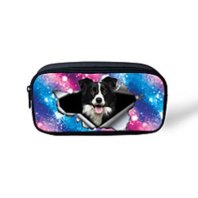Unisex Bags Polyester Pencil Cases Zipper Cartoon Cat Floral Print Daily Office  Career 3D Print Light Purple Blue Black Purple Lightinthebox