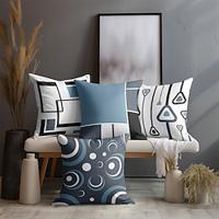 Decorative Toss Blue Geometric Pillows Cover 4PCS Soft Square Cushion Case Pillowcase for Bedroom Livingroom Sofa Couch Chair Lightinthebox