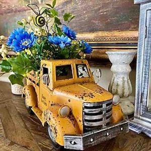 Christmas Farmhouse Truck Floral Arrangement Decor Vintage Truck Resin Trucks Planter Antique Rustic Car Decoration Christmas Ornament Gift Lightinthebox