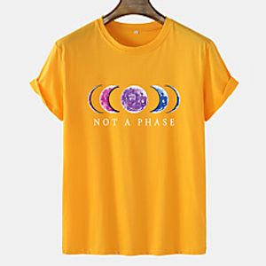 Men's Unisex Tee T shirt Hot Stamping Graphic Prints Moon Letter Plus Size Short Sleeve Casual Tops 100% Cotton Basic Fashion Designer Comfortable Blue Blushing Pink Orange Lightinthebox
