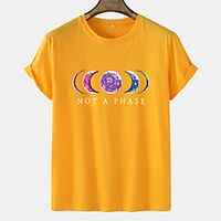 Men's Unisex Tee T shirt Hot Stamping Graphic Prints Moon Letter Plus Size Short Sleeve Casual Tops 100% Cotton Basic Fashion Designer Comfortable Blue Blushing Pink Orange Lightinthebox - thumbnail