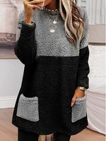 Casual Colorblock Crewneck Pocket Long Sleeve Sweatshirt - thumbnail